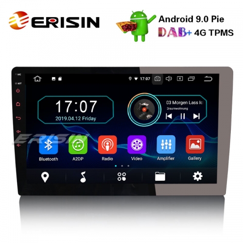 Erisin ES4910U 1 Din 10.1" Abnehmbares Android 9.0 Autoradio WiFi DAB + GPS TNT DVR Bluetooth RDS