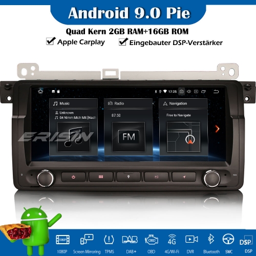 Erisin ES1889B 8.8" Android 9.0 Autoradio DAB+GPS CarPlay Wifi OBD Navi BMW 3 Series E46 M3 ROVER 75 MG ZT