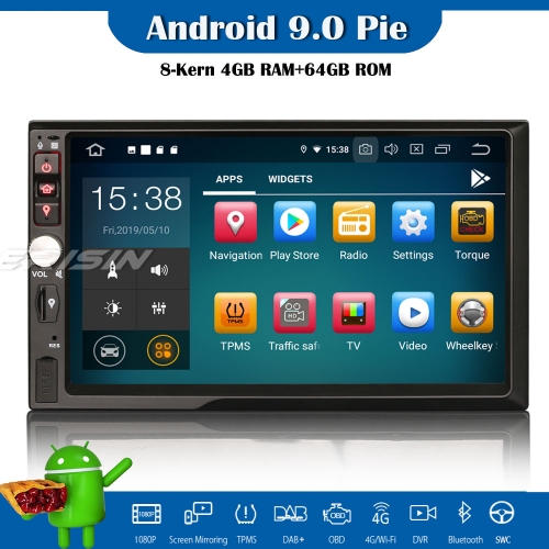 Erisin ES7941U 7" HD Double Din Android 9.0 Car Stereo GPS Satnav WiFi TPMS DAB+DVR DTV-IN OBD2