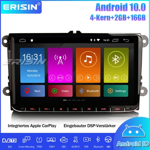 Erisin ES3001V Android 10.0 Car Stereo DAB+ Sat Nav DSP CarPlay OPS Wifi For VW Passat Golf 5/6 Touran Eos Polo Caddy Seat