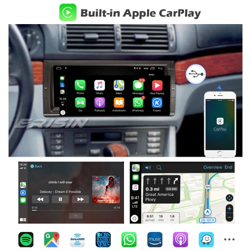 ERISIN Android 14 Autoradio Für BMW 5er E39 - 7 Zoll Mit CarPlay & Android Auto