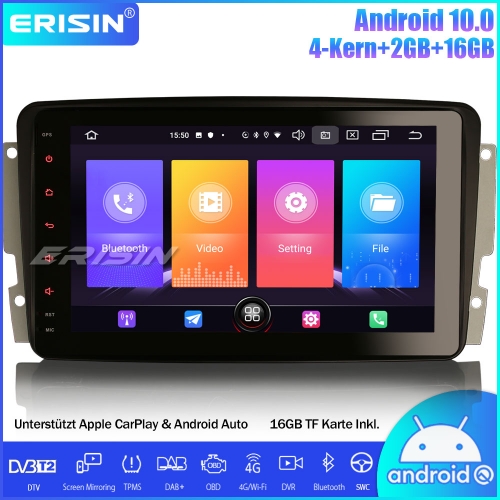Erisin ES2763C DAB+ Android 10.0 Car Stereo Sat Nav SWC DVB-T2 CarPlay For Mercedes Benz C/CLK/G Class W209 W203 Viano Vito W463