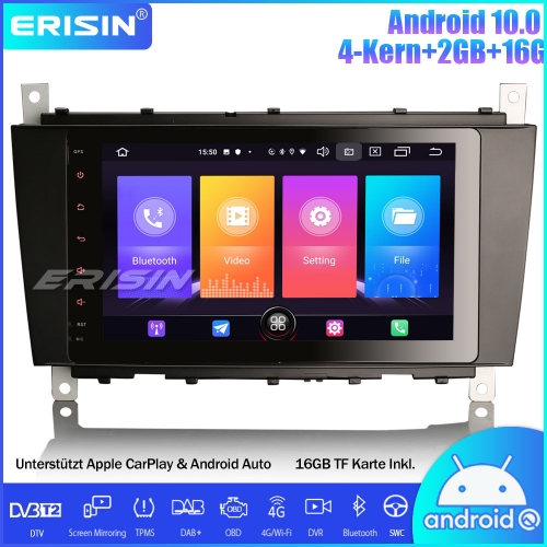 Erisin ES2769C DAB+ Android 10.0 Car Stereo Sat Nav SWC DVB-T2 CarPlay For Mercedes Benz C/CLK/CLC Class W209 W203