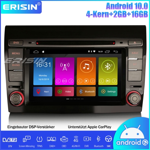 Erisin ES3071F DAB+DSP Android 10.0 Autoradio GPS WiFi Navi CarPlay DVD DVB-T2 OBD BT Für Fiat Bravo