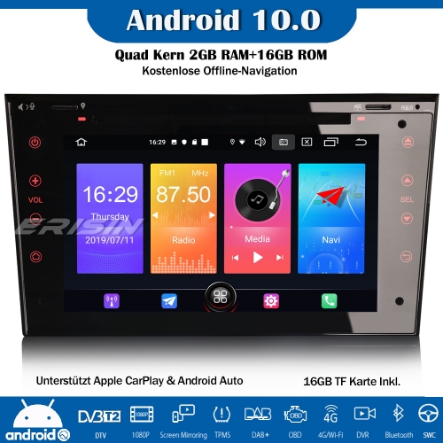 Erisin ES2773P Android 10.0 Car Stereo Head Unit GPS DAB+DVD CarPlay OBD Wifi For Opel Vauxhall Corsa C/D Antara Zafira Vectra Vivaro