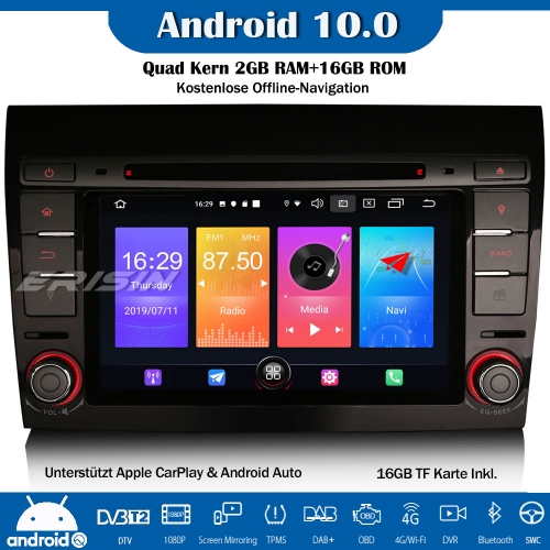 Erisin ES2771F Android 10.0 Car Stereo Sat Nav DAB+Wifi CarPlay DVD Navi OBD DVB-T2 Canbus For FIAT BRAVO