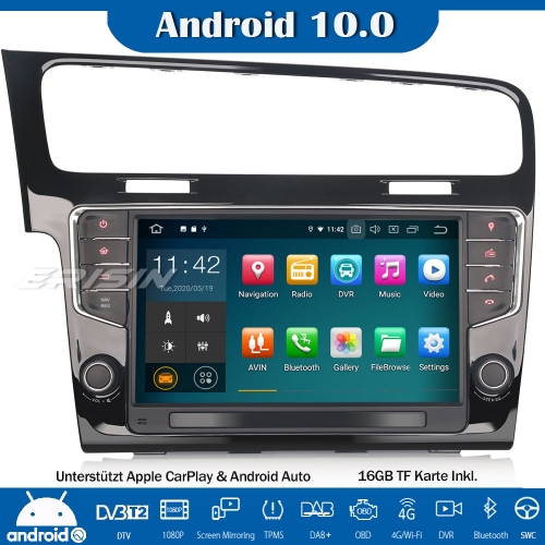 Erisin ES5111G 9" Android 10.0 Car Stereo Radio DAB+GPS Sat Nav OPS CarPlay DTV 4G Navi Wifi For VW Golf 7 VII