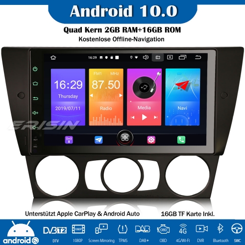 Erisin ES2730B 9" DAB+ CarPlay Android 10.0 Car Stereo Radio ODB WiFi SWC DVR BMW 3 Series E90 E91 E92 E93 Sat Nav