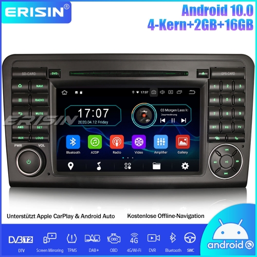 Erisin ES5961L Android 10.0 Car Stereo Radio Sat Nav CarPlay WiFi DAB+ DVD TPMS DTV OBD SWC For Mercedes Benz ML/GL Class W164 X164