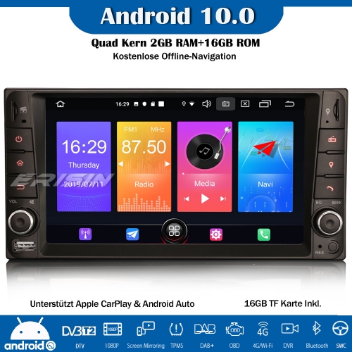 Erisin ES2712C DAB+ Android 10.0 Autoradio DVD CarPlay SWC Bluetooth Navi GPS für TOYOTA COROLLA EX RAV4 VIOS VITZ HILUX