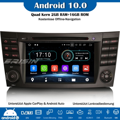 Erisin ES5980E Android 10.0 Car Stereo Radio Sat Nav CarPlay WiFi DAB+ DVD TPMS DTV OBD SWC For Mercedes Benz E/CLS/G Class W211 W219