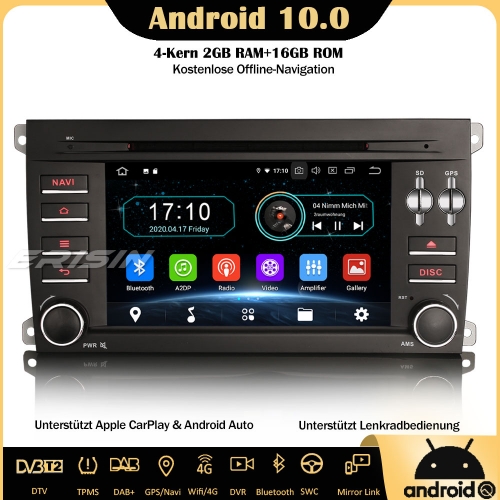 Erisin ES5914C Android 10.0 DAB+ Autoradio CarPlay OBD GPS SWC DVB-T2 RDS Canbus Bluetooth TPMS Navi 4G DVD Für Porsche Cayenne