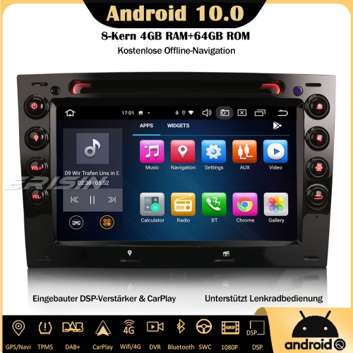 Erisin ES8113M 8-Kern Android 10.0 Autoradio DSP GPS DAB+ DVB-T2 CarPlay Wifi 4G DVD OBD Canbus SWC für Renault Megane
