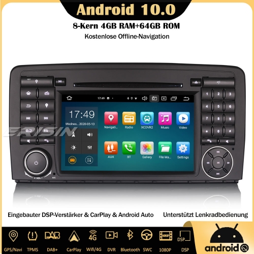 Erisin ES8181R 8-Core DSP Android 10.0 Autoradio CarPlay DAB+OBD GPS SWC DTV RDS 4G DVD Bluetooth Sat Nav For Mercedes Benz R-ClassW251