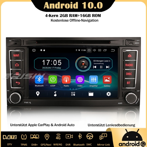 Erisin ES5956T Android 10.0 Car Stereo GPS WiFi DAB+ OPS DTV CarPlay OBD Sat Nav SWC TPMS  For VW Touarge T5 Multivan V Transporter V