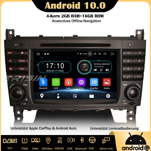 Erisin ES5969C Android 10.0 Car Stereo GPS WiFi DAB+ DTV CarPlay OBD Sat Nav 4G SWC TPMS  For Mercedes Benz C/CLK/CLC Class W203 W209