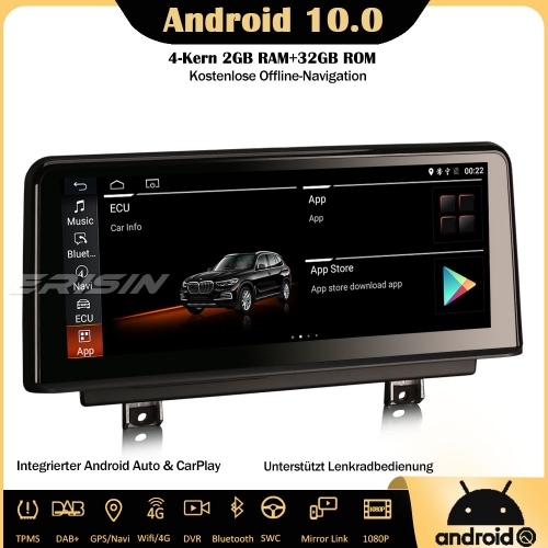 Erisin ES2620B 10.25" IPS Android 10.0 Autoradio DAB+ GPS CarPlay Wifi SWC Navi TPMS Bluetooth 4G Für BMW 1er F20 F21 2er F23 NBT