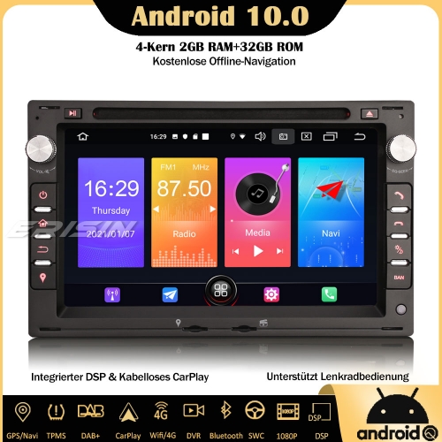 Erisin ES2786V DAB + Android 10.0 Autoradio Wifi CarPlay OBD DSP Android Auto SWC DVD für VW Golf Passat Polo Lupo Seat Leon Peugeot 307 Ford Galaxy