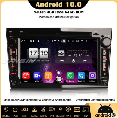 Erisin ES8760PB 8-Core 64GB Android 10.0 DAB+DSP Autoradio CarPlay OBD DVR GPS DVD SWC DTV für Opel Astra Zafira Vectra Corsa Antara Meriva