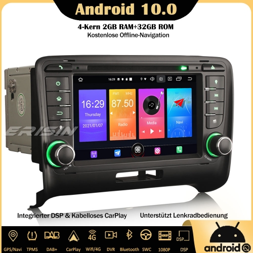Erisin ES2779T Android 10.0 Car Stereo DSP CarPlay WiFi DAB+ OBD2 Sat Nav DVR CD SWC For AUDI TT MK2