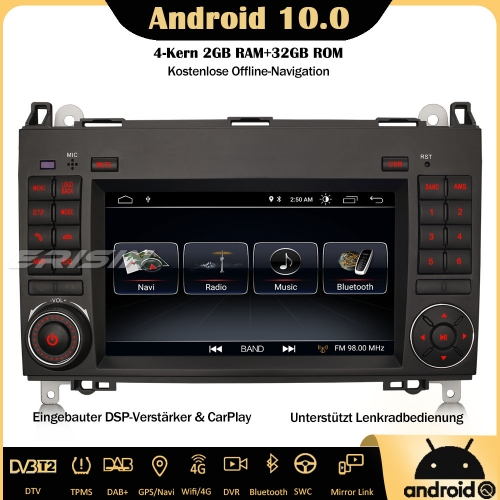 Erisin ES3172B Android 10.0 Car Stereo DSP CarPlay WiFi DAB+ OBD Sat Nav DVR CD SWC For Mercedes A/B Class Vito Viano Sprinter Crafter