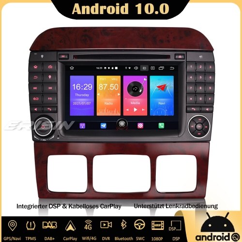 Erisin ES2782S DAB+Android 10.0 Autoradio GPS Navi CarPlay DVD OBD2 DTV Wifi RDS für Mercedes S/CL Klasse W220 W215 S500