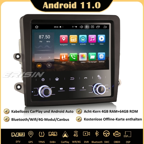 Erisin ES8559C 8-Kern 4GB+64GB Android 11.0 Autoradio GPS CarPlay Android Auto WiFi DAB+ Bluetooth OBD2 Navi USB RDS DTV Für Porsche Cayman/Boxster/71
