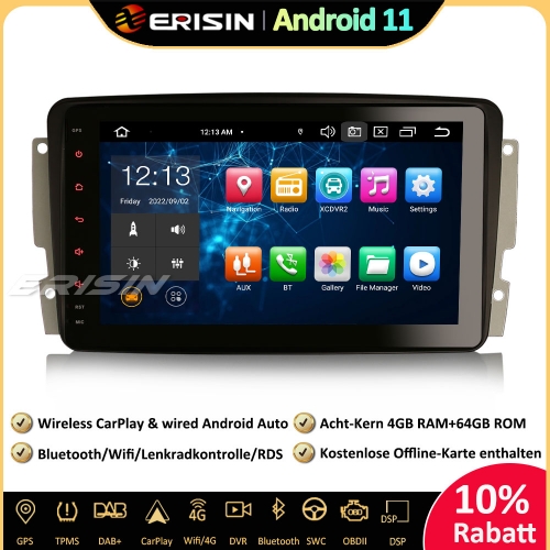 Erisin ES8187C 8-Core 8" Android 11 Car Stereo CarPlay DAB+ GPS SWC DTV RDS Bluetooth Sat Nav For Mercedes Benz C/G-Class CLK W203 W209 Viano Vito