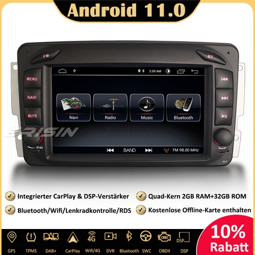 Erisin ES3179C Android 11 DAB+ Autoradio GPS CarPlay Android Auto Bluetooth Canbus OBD DVB-T2 RDS SWC DSP Für Mercedes G/C Klasse CLK Viano Vito W639 