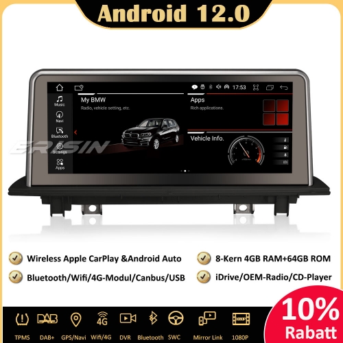 Erisin ES3248N 10.25" Android 12.0 Car Stereo GPS Bluetooth for BMW X1 F48 (2016-2017) NBT System Wireless CarPlay DAB+ Wifi Navigation