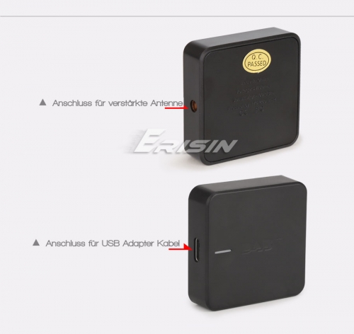 Erisin ES354 DAB Plus Radio Adapter Digital Radio Tuner Box mit MCX Antenne  Verstärker DAB Antenne für Android 9.0/10.0/11.0 oder höher Autoradio USB