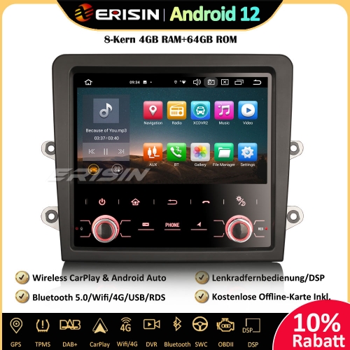 Erisin ES8559C 7 Zoll Android 12 Autoradio GPS Navigation Für Porsche Cayman Boxster 718 911 981 997 CarPlay Android Auto DAB+ Wifi DSP RDS