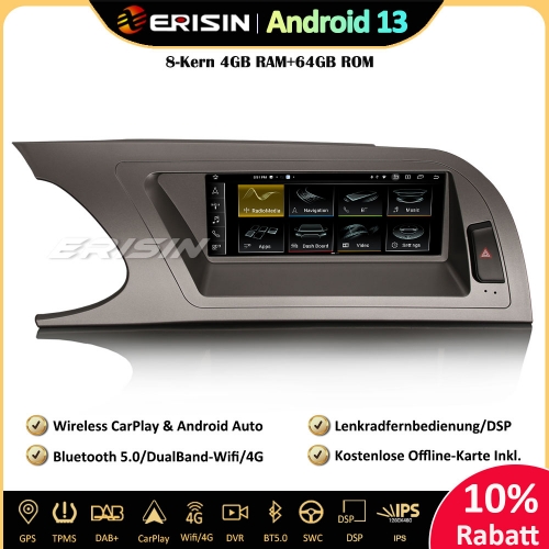 Erisin ES3804AL 8,8" Android 13 Autoradio GPS Navigation DSP Wifi OEM MMI Canbus CarPlay Für Audi A4/S4/RS4 2009-2012