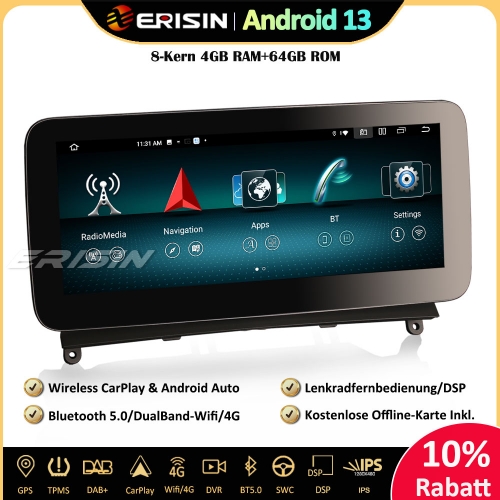 Erisin ES38C40 10.25" 8-Core Android 13 Car Stereo Sat Nav GPS DSP Wifi Canbus CarPlay For Mercedes C Class W204 S204NTG4.0