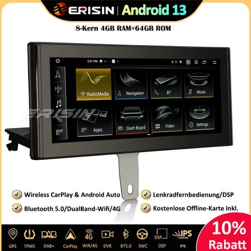 Erisin ES3873H 10.25" Android 13 Autoradio GPS Navigation Für Audi Q3 2013-2016 Hochkonfiguration Unterstützt CarPlay Android Auto DAB+ Canbus MM