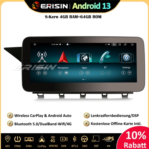 Erisin ES38GK40L 10.25" 8-Core Android 13 Car Stereo Sat Nav GPS Navigation DSP Wifi Canbus CarPlay Android Auto For Mercedes GLK Klasse X204 NTG4.0