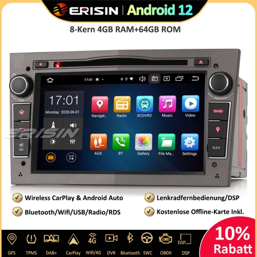 Erisin ES8160PG 8-Core Android 12.0 DAB+DSP Car Stereo CarPlay Sat Nav OBD GPS SWC DVR CD For Opel Vauxhall Astra Corsa C/D Zafira Signum