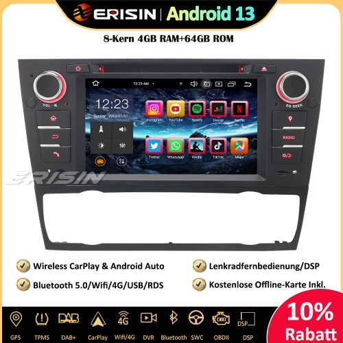 Erisin ES8567B 7 inch 8-Core Android 13 Car Stereo Sat Nav GPS CarPlay DAB+ Canbus Navigation CD Player RDS For BMW 3 Series E90 E91 E92 E93