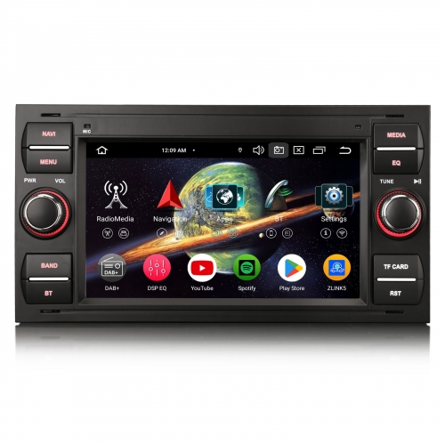 Erisin ES5766FBN 7 Zoll Android 14 Autoradio GPS Navigation CarPlay Android Auto DAB+ Für Ford Focus Fiesta Kuga Mondeo Transit C/S-Max Galaxy
