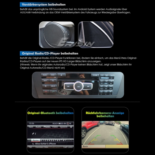 Erisin 12.3 Zoll Android Auto Radio • Qualcomm 8-Kern • 8GB+128GB • Für Mercedes C-Klasse W204 NTG 4.0