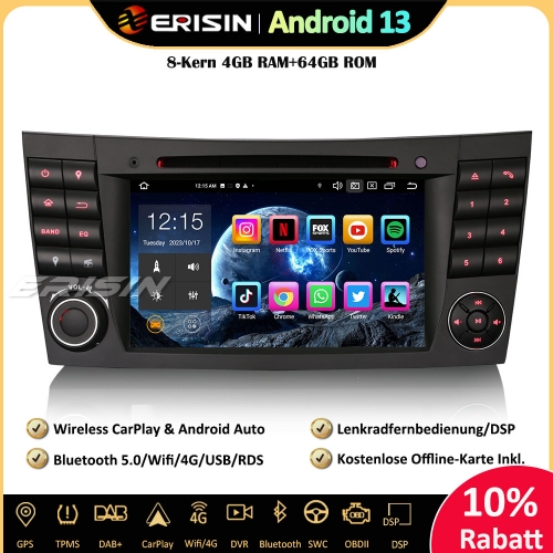 Erisin ES8580E 7 inch 8-Core Android 13 Car Stereo Sat Nav CarPlay DAB+ BT5.0 DSP Android Auto CD For Mercedes Benz E/CLS/G Class W211 W219