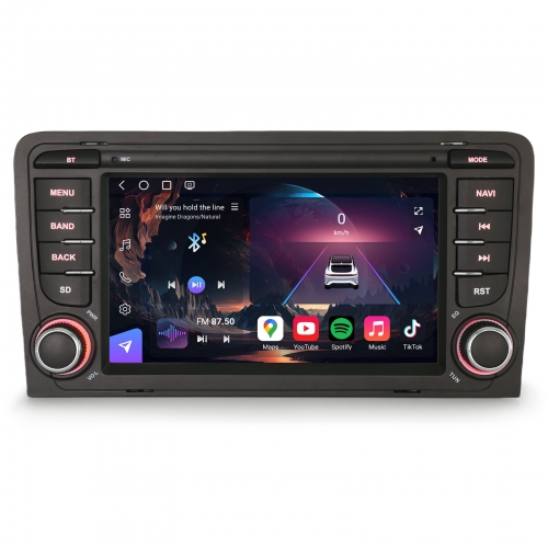 Erisin ES9073A 7 Zoll 8-Kern 8GB+128GB Android 14 Autoradio Für AUDI A3 S3 RS3 RNSE-PU GPS Navigation CarPlay Android Auto DSP IPS Touchscreen Wifi 4G