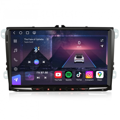 Erisin ES9091V 9" 8GB+128GB Android 14 Autoradio GPS Navi Für VW Passat B6 B7 Golf 5/6 Polo 6R T5 Tiguan Touran Jetta Caddy Seat Skoda Octavia