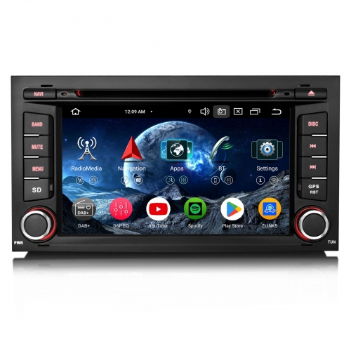 Erisin ES6532S 7 Zoll 8-Kern Android 14 Autoradio mit CD Player Für Seat Leon GPS Navigation CarPlay Android Auto DAB+ RDS Touchscreen IPS DVD