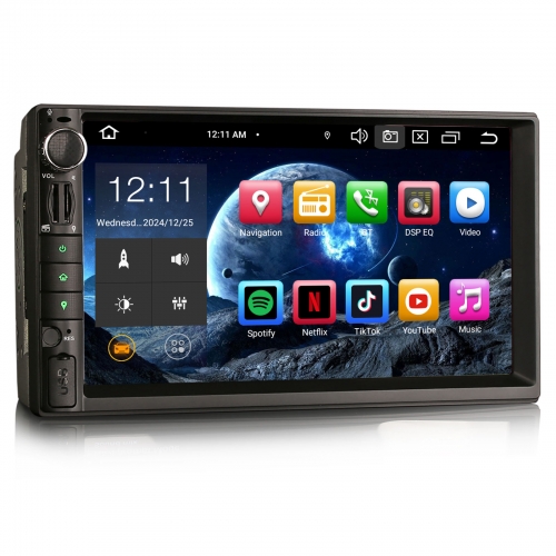Erisin ES8549U 8-Kern Android 14 Doppel Din Autoradio GPS Navi CarPlay DAB+ Android Auto BT5.0 DSP Wifi 4G OBD2 RDS Touchscreen DVB-T2