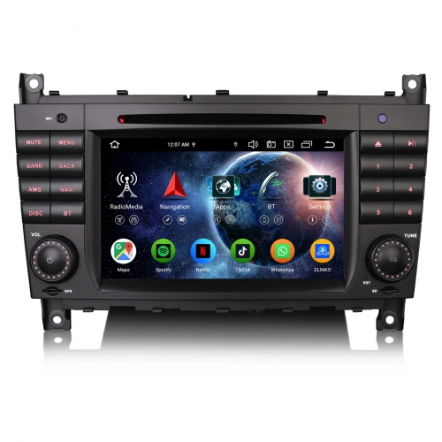 Erisin ES6569C 7 Zoll 8-Kern Android 14 Autoradio GPS Navigation Für Mercedes Benz CLC/G/C Klasse W203 W463 CarPlay DAB+ DVD Touchscreen