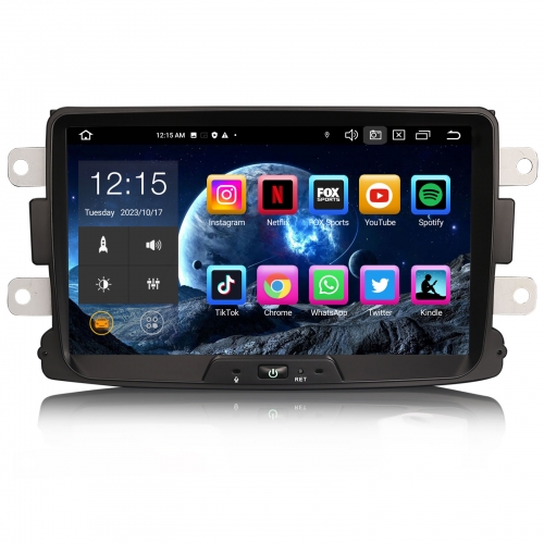 Erisin ES8529D 8-Kern Android 14 Autoradio GPS Navi CarPlay DAB+ Android Auto BT5.0 DSP Touchscreen Für Renault Dacia Duster Logan Dokker Lodgy
