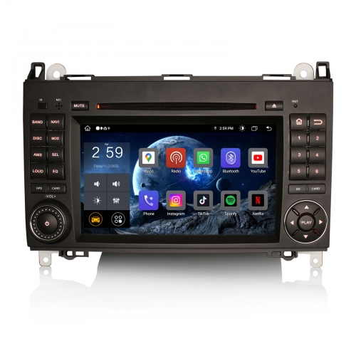 Erisin ES8972B 8-Kern Android 14 Autoradio GPS CarPlay WiFi DAB+ OBD2 CD Navi Für Mercedes Benz A/B Klasse W169 W245 Sprinter Viano Vito VW Crafter