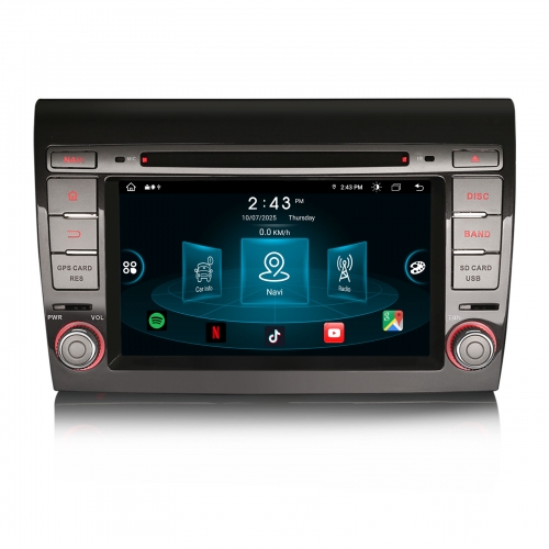 Erisin ES8971F 8-Kern Android 14 Autoradio GPS wireless CarPlay WiFi DAB+ Bluetooth OBD2 CD Navi Android Auto TPMS DTV Für Fiat Bravo