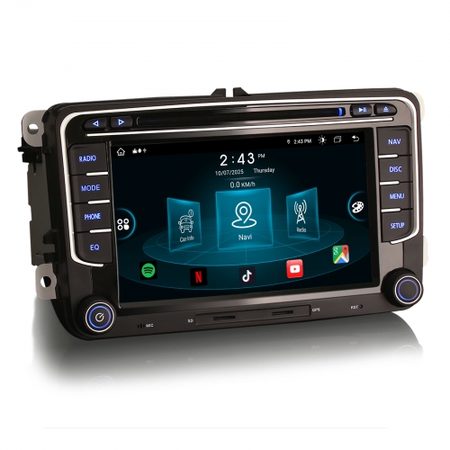 Erisin ES8935V 8-Kern 7" Android 14 Autoradio GPS wireless CarPlay WiFi DAB+ BT OBD Navi OPS DTV Für VW Polo Golf 5/6 Caddy Sharan Tiguan Passat EOS